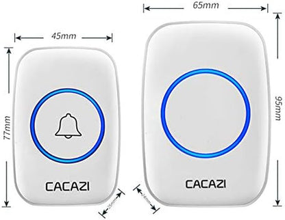 Wireless Doorbell Kit, Plug-In Receiver, Waterproof Push Button with 1000 Feet Operating Range, 5 Volume Levels, 60 Chimes, LED Flash & CD Sound for Home/Office/Classroom Use (1X1 White)