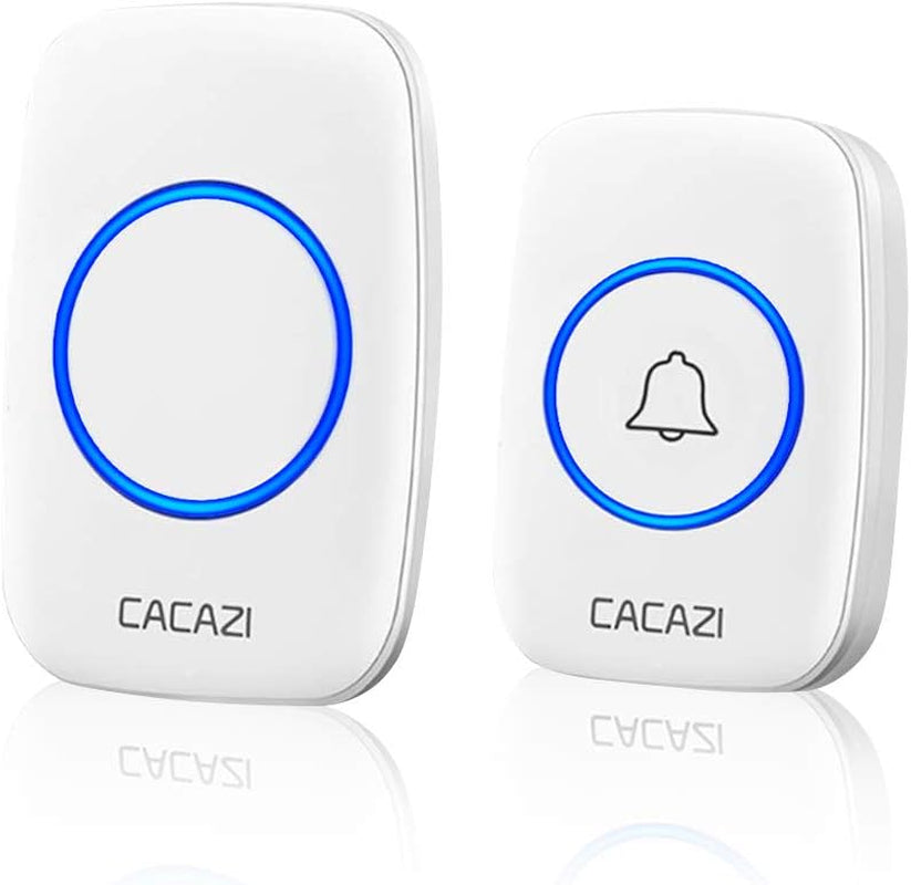 Wireless Doorbell Kit, Plug-In Receiver, Waterproof Push Button with 1000 Feet Operating Range, 5 Volume Levels, 60 Chimes, LED Flash & CD Sound for Home/Office/Classroom Use (1X1 White)