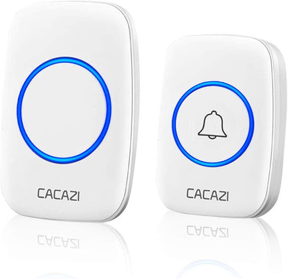 Wireless Doorbell Kit, Plug-In Receiver, Waterproof Push Button with 1000 Feet Operating Range, 5 Volume Levels, 60 Chimes, LED Flash & CD Sound for Home/Office/Classroom Use (1X1 White)